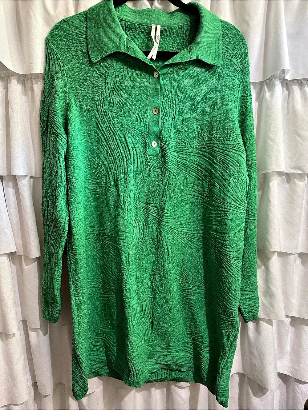 Anthropologie Long-Sleeve Polo Sweater Mini Dress Green XS